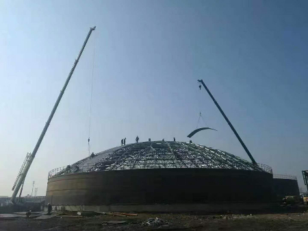 5萬噸網架結構鋼板倉  安徽板集電廠粉煤灰鋼板庫項目